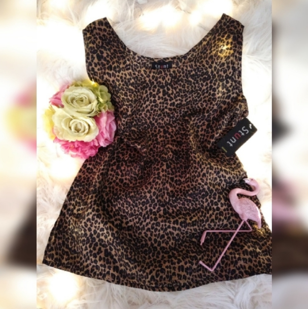 Stunt leopard print 100% silk tank top size M.